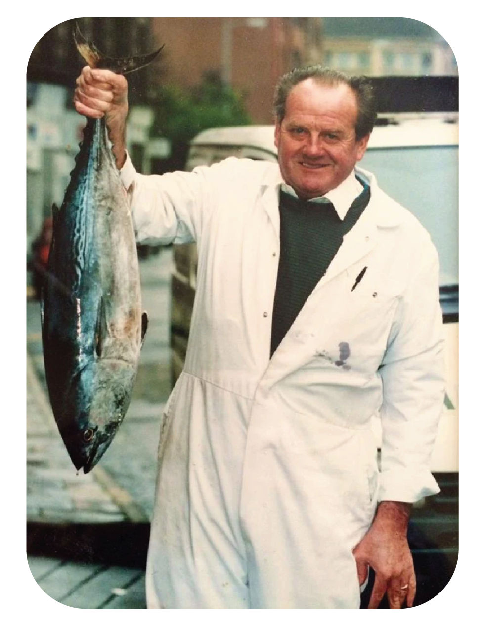 Bernard Corrigan - holding a large fresh Scottish fish