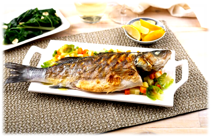 Baked Whole Sea Bass with Dill